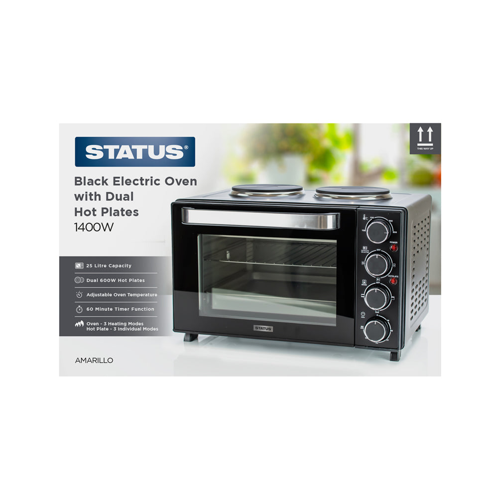 Amarillo - Mini Oven - 1400w - 25 Litre - Black - Grill Function - 1 Pk Glossy Retail Box