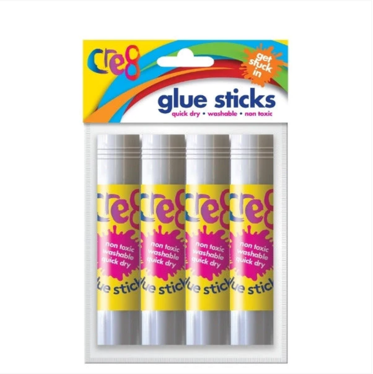 Art and Crafts Cre8 Glue Sticks Get Sticking Pack of 4 Glue Sticks