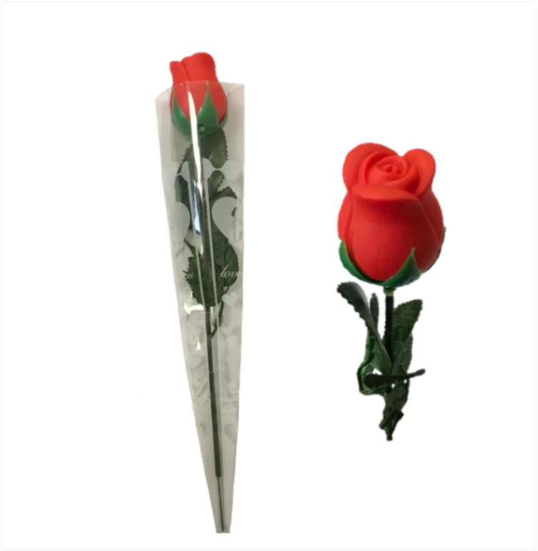 Artificial Fake Hard Plastic Red Rose
