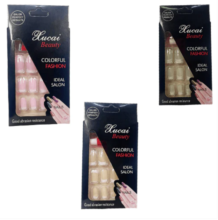 Artificial Fake Nail Extensions French Nail Tip Design Assorted Colours