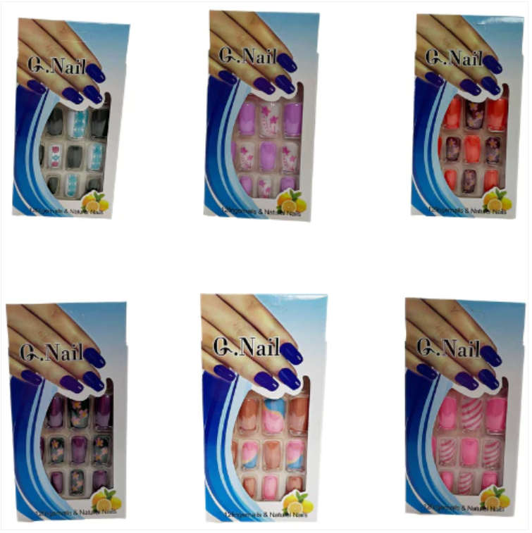 Artificial Fake Nail Extensions Rounded Square Tip Assorted Colours and Designs