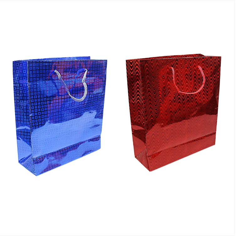 Assorted Colour Holographic Party Birthday Christmas Gift Bags 21.5 x 18 x 7.50 cm