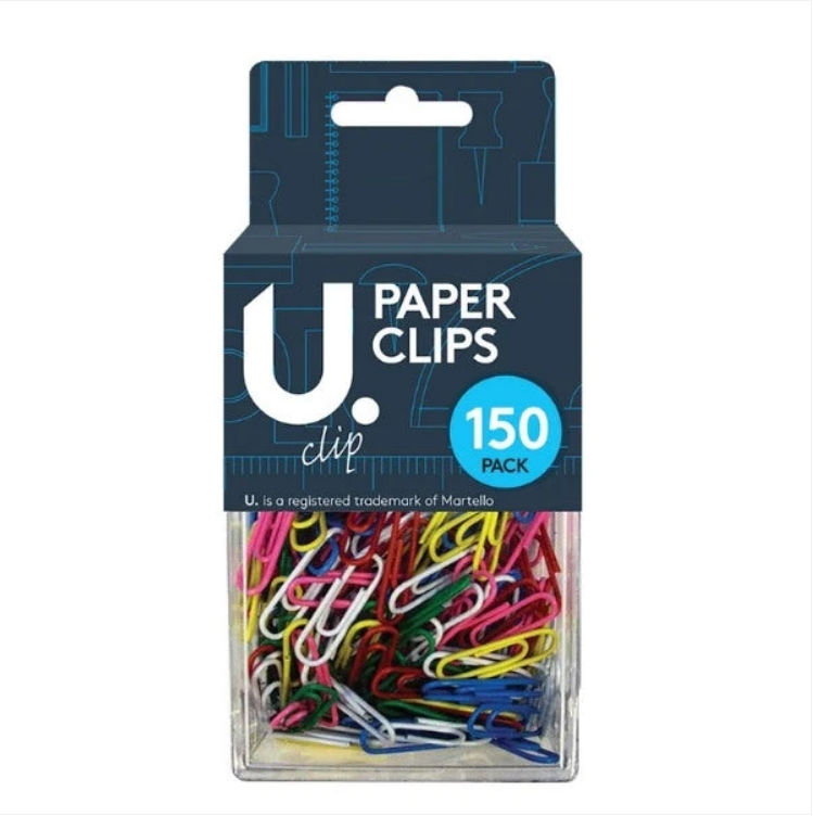Assorted Colour Paper Clips Office Supplies School Work 150 Pack