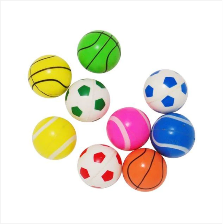 Assorted Colour Sports Designed Bouncy Balls Indoor Outdoor 6 Pack Balls 2.5cm