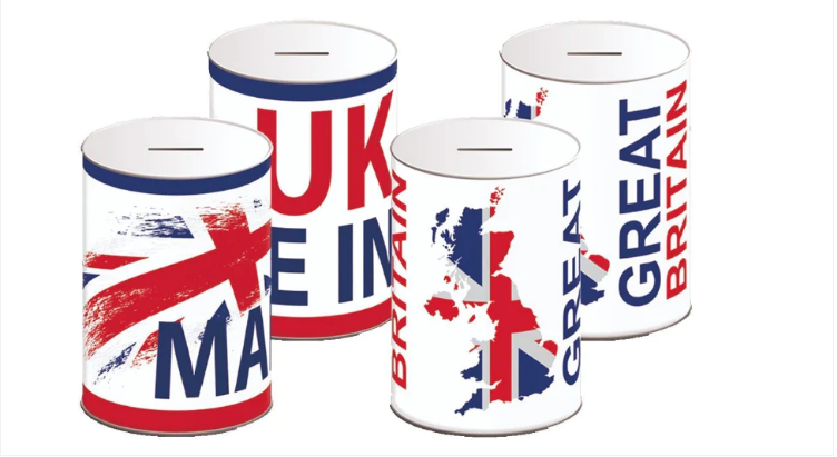 Assorted Styles Great Britain Money Tin Small 100 x 150 mm