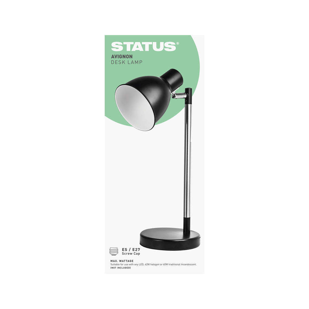 Avignon - Nickle - Desk Lamp - E27 - 1 pk - in Glossy Retail Box