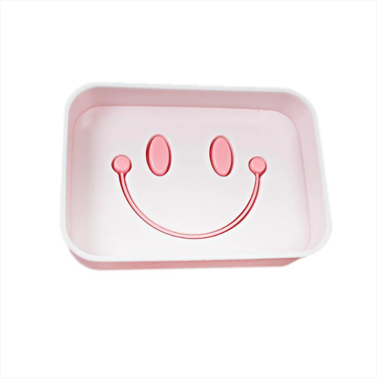 Bathroom Smiley Face Plastic Soap Box Assorted Colours 13cm x 9cm