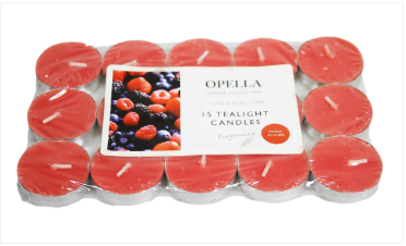 Beautifully Berries Scented Opella Fragranced 12 Tealight Candles 3.5 Hour Burn Time