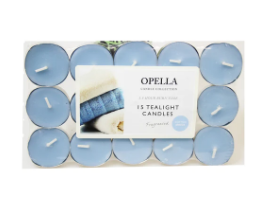 Beautifully Scented Opella Cotton Breeze 12 Tealight Candles 3.5 Hour