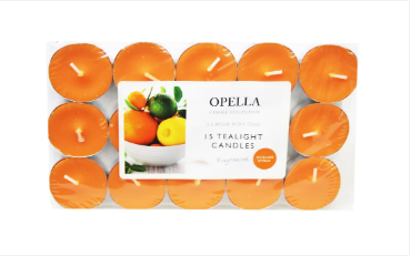 Beautifully Scented Opella Sicilian Citrus 15 Tealight Candles 3.5 Hour Burn Time