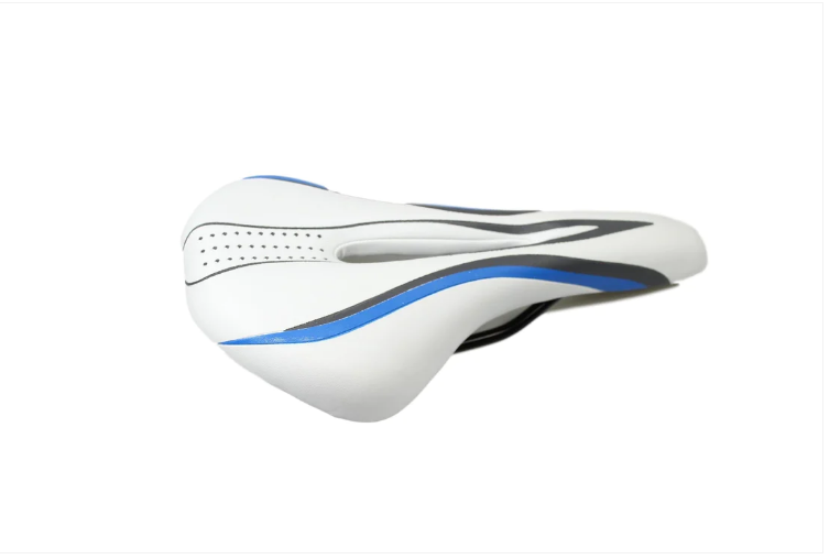 Bicycle Seat Soft Saddle Suitable For Most Bikes White Blue 28cm