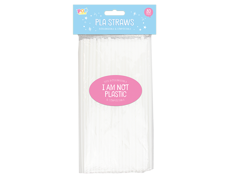 Biodegradable PLA Straws - 80 Pack