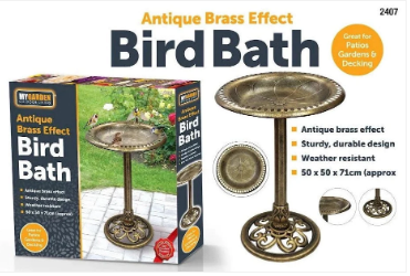 Bird Bath Antique Brass Effect Garden Decoration