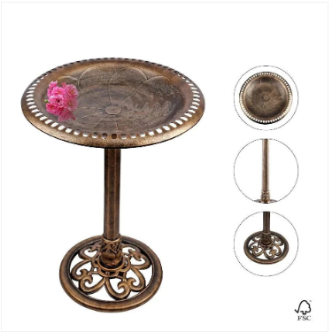 Bird Bath Antique Brass Effect Garden Decoration
