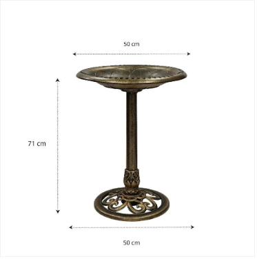 Bird Bath Antique Brass Effect Garden Decoration