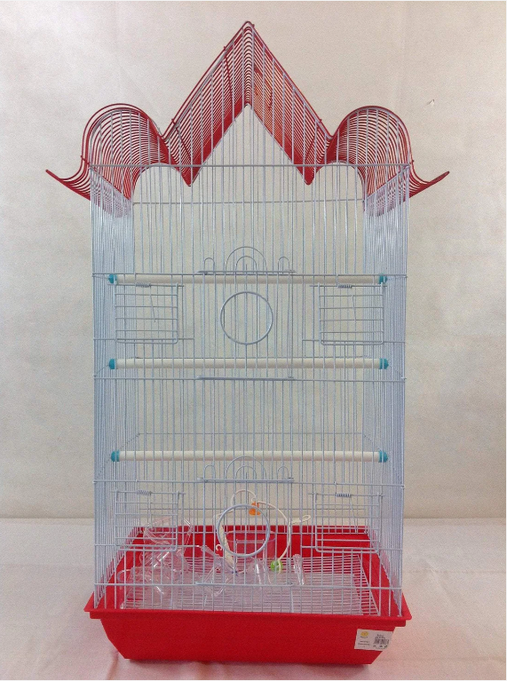 Bird Beautiful Tall Metal / Plastic Bird Cage With Plastic Bottom and 3 Shelves 68 x 43cm Assorted Colours
