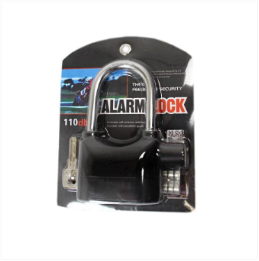 Black Alarm Lock Battery High Security Lock With 3 Keys Attached