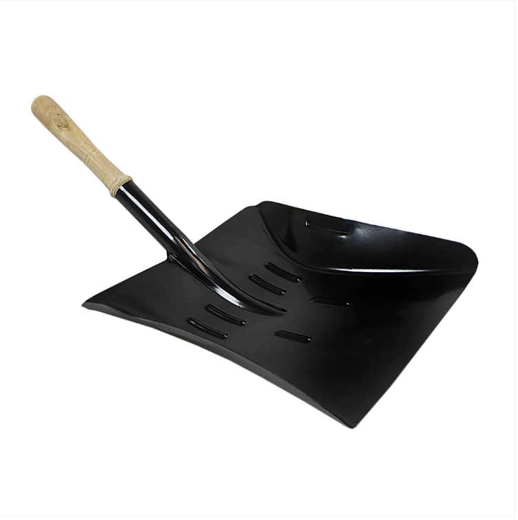 Black Metal Shovel Outdoor Hand Dustpan Wooden Handle