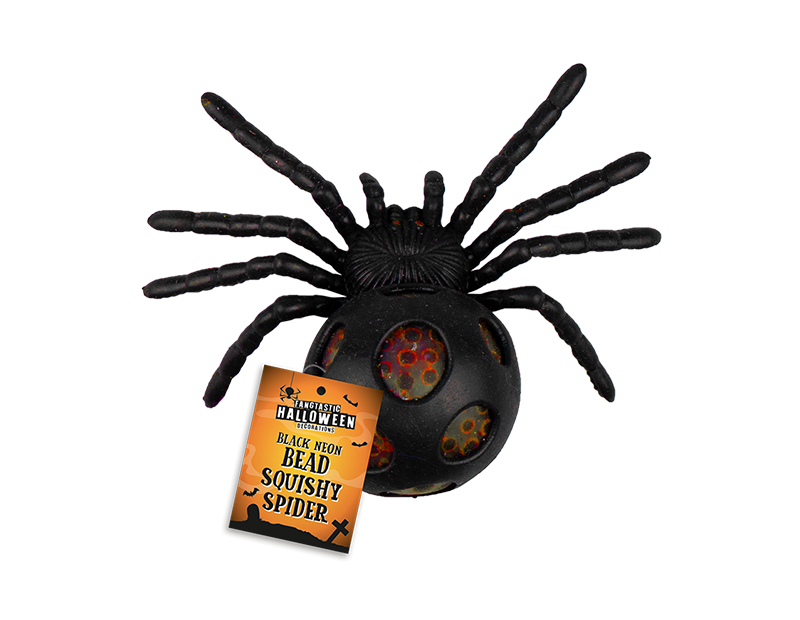 Black Neon Bead Squishy Spider PDQ