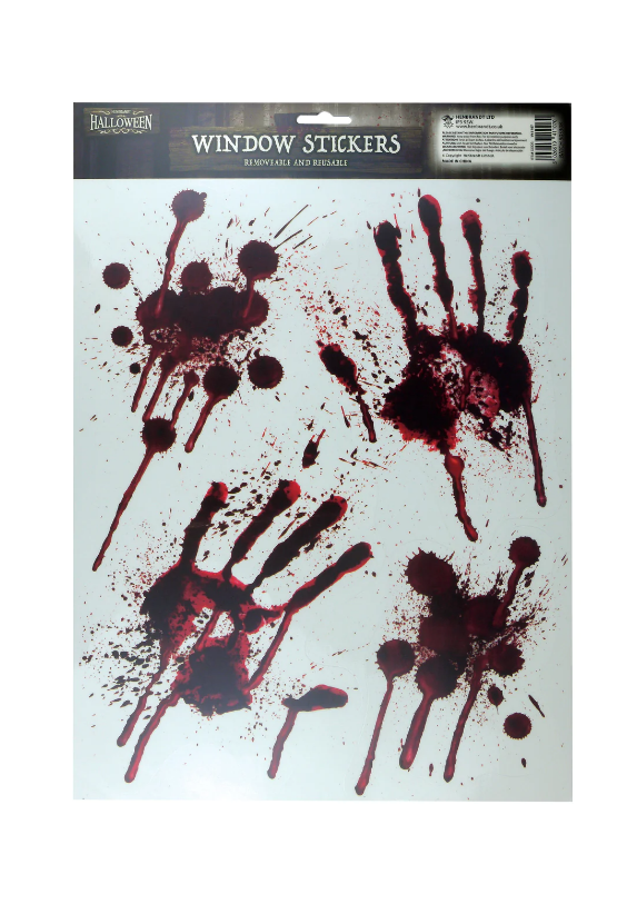 Bloody Hand Window Stickers Removable Reusable Halloween Decorations