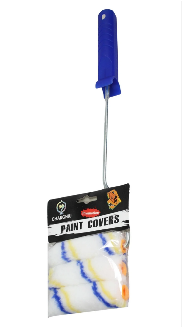 Blue Handle Paint Roller Set With 3 Roller Heads For Walls Ceilings 39 cm