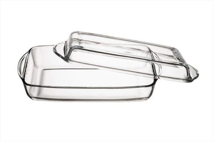 Borcam Glass Casserole Oven Baking Dish With Lid 1.30 Litre + 0.9 Litre