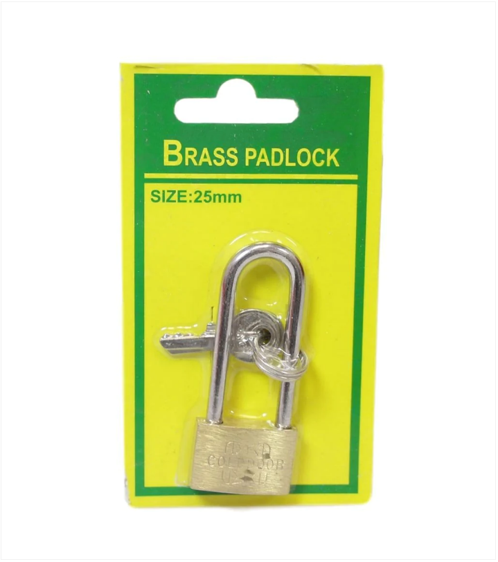 Brass Long Padlock Diy Home Suitcase Gold Door Padlock With 2 Keys 30mm