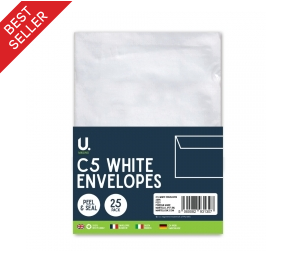 C5 White Envelopes, 25pk in CDU