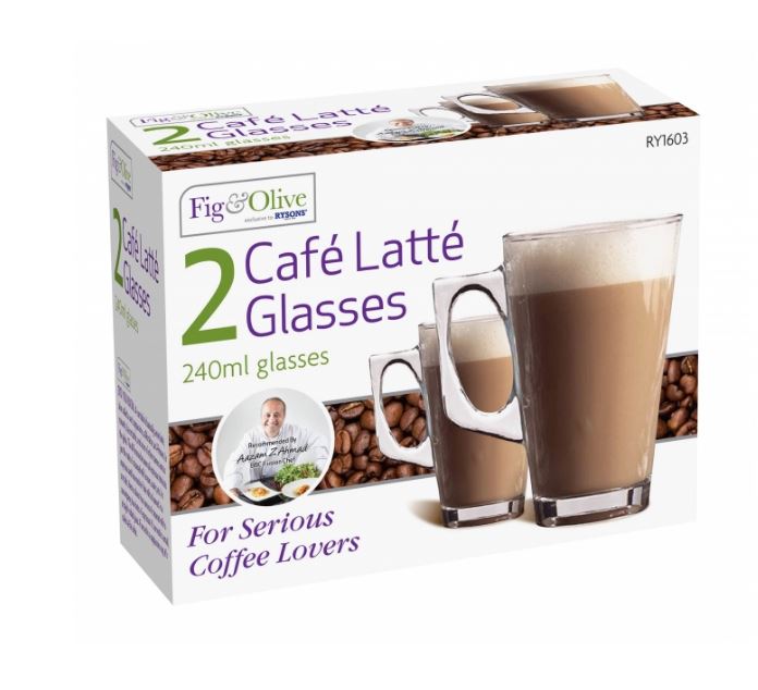 CAFÉ LATTE GLASSES 240ML 2 PACK