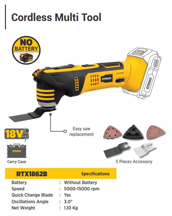 CORDLESS MULTI TOOL WITHOUT BATTERY RTRMAX X-LION