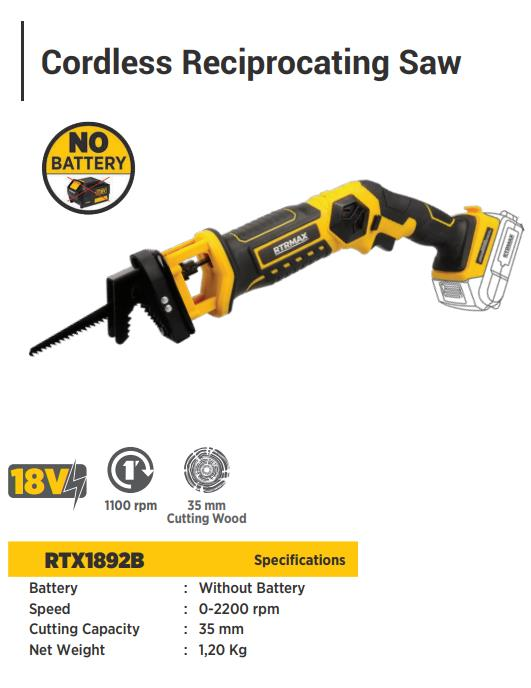 CORDLESS RECIPROCATING SAW 18V * WITHOUT BATTERY
