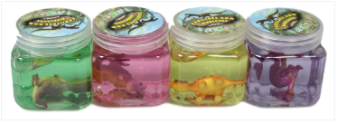 Children Girls Boys Crystal Slime Dinosaur Animal Gooey Slime in Tub 4 Colours