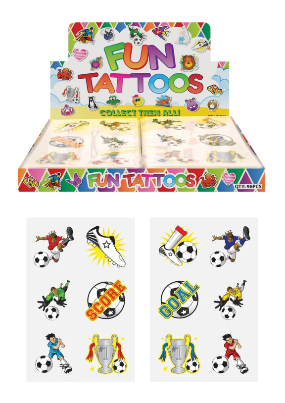 Children's Fun Sticker Tattoos Football Style (4cm) Assorted Designs