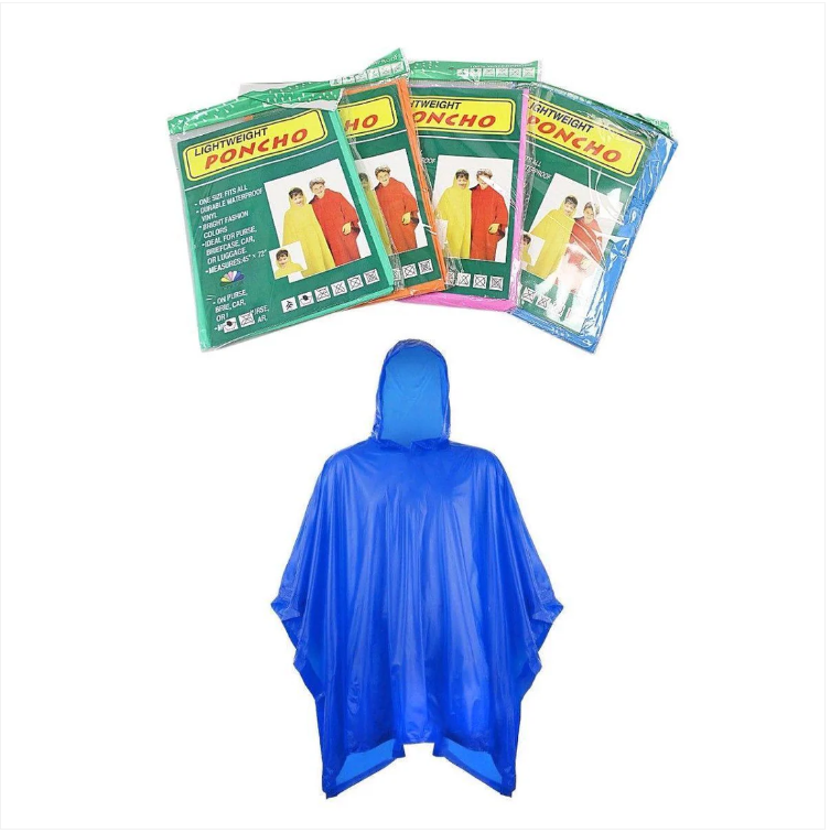 Childrens Boys Girls Lightweight Poncho 100% Waterproof Raincoat 45'' x 72''