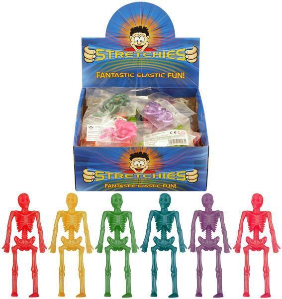 Childrens Fun Stretchies Skeleton Fun Indoor Outdoor Toys 6 Assorted Colours 9cm