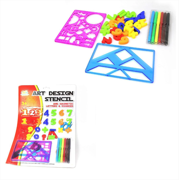 Childrens Magnetic Numbers Stencils Felt Tip Pens Set Fridge Magnets Study Home