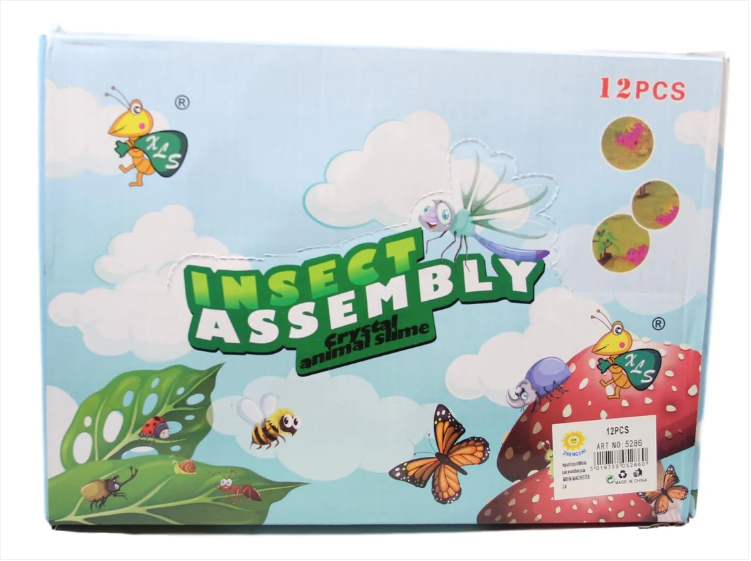 Childrens Slime Crystal Insect Animal Gooey Slime In Tub With Insects 4 Assorted Colours