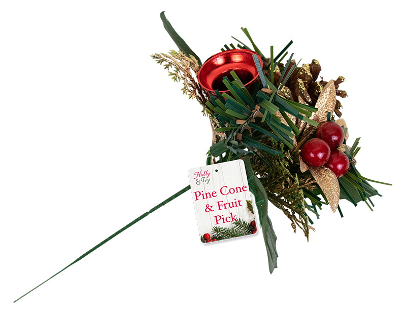 Christmas Pine Cone & Fruit Pick With PDQ