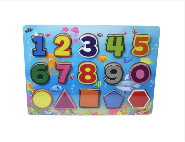 Chunky Number Puzzle and Shapes Children Fun Playing Puzzles 30 x 22cm