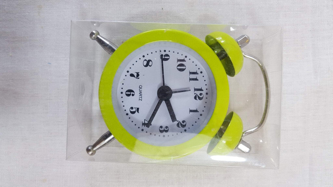 Classic Double Bell Mini Alarm Clock Quartz Movement Bedside Assorted Colours
