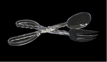 Clear Plastic Kitchen BBQ Salad Food Serving Tongs 28 cm