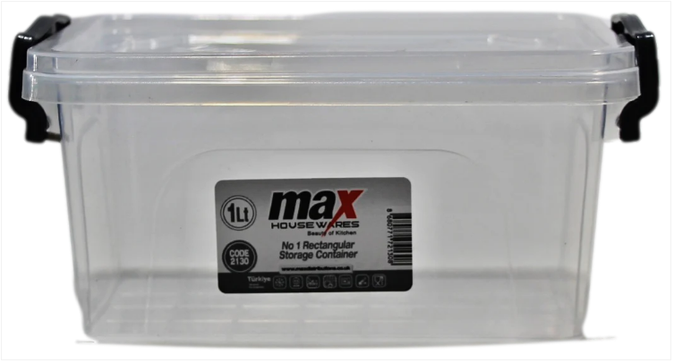 Clear Plastic Rectangle Storage Box 1 Litre 17 x 12 x 8 cm