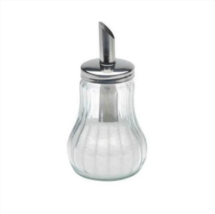 Clear Ribbed Glass Sugar Jar Dispenser 10 x 5 cm