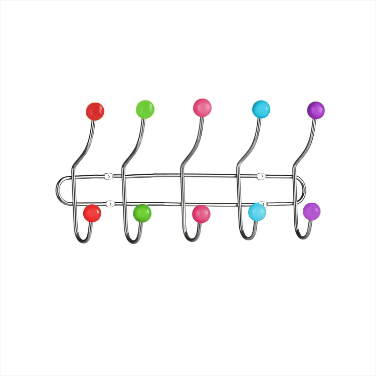 Clothes Hook Rack Chrome Storage Rack With 10 Assorted Dots Hanger 40cm