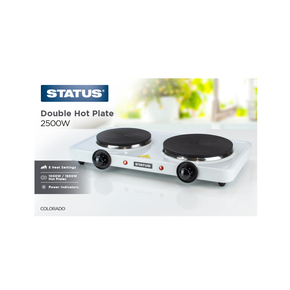 Colorado - Double Hot Plate - 2500W - White - 1 pk - in Glossy Retail Box