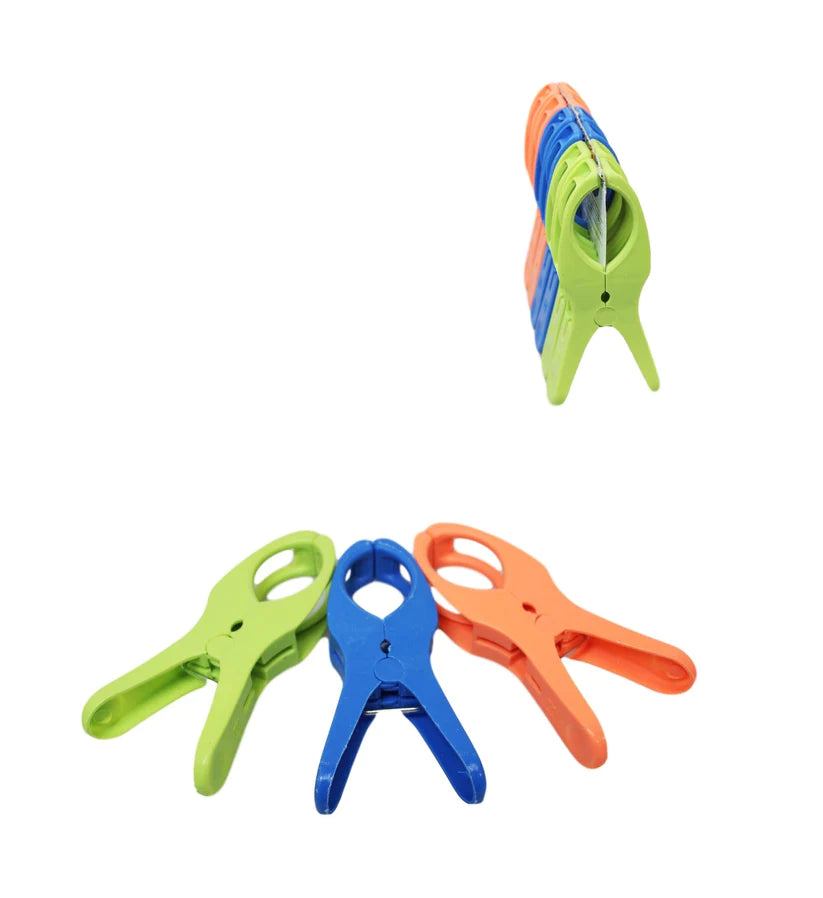 Pack of 6 Colourful Big Clips Pegs For Beach Chairs Clothes 12 cm (24 Pcs )