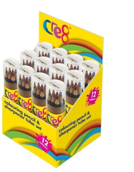 Colouring Pencil and Sharpener Tube Set, 12pk in CDU
