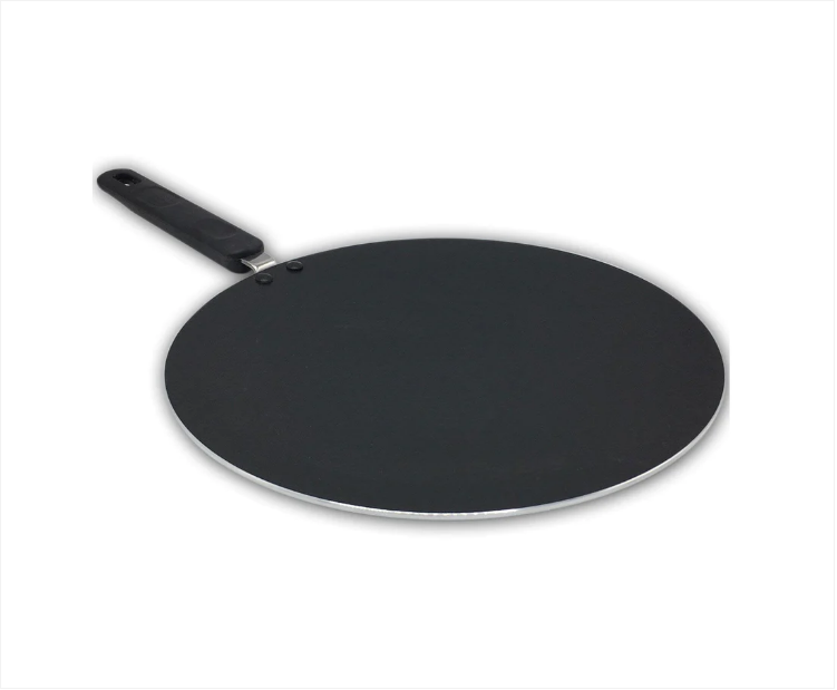 Cookware Baking TAWA Dish Disk Pan Round With Handle 20cm Black