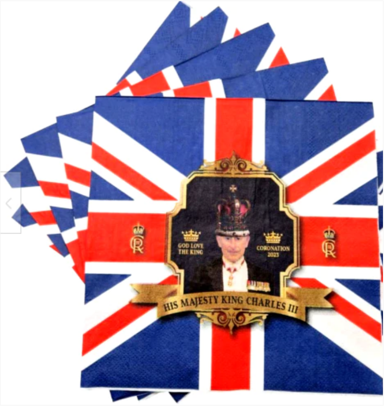 Coronation "His Majesty King Charles III" 20 Pack Napkins 17 x 17cm King Charles III