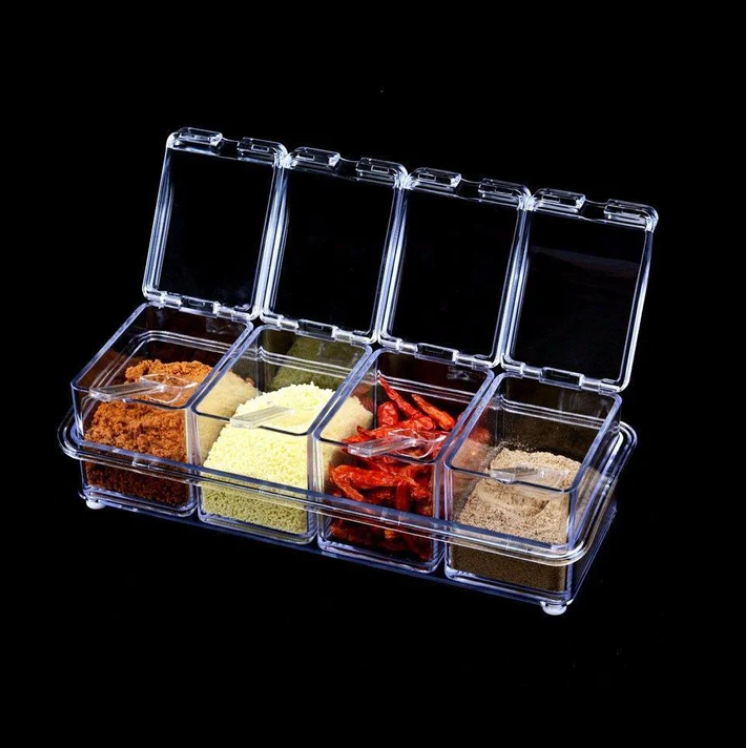 Crystal Clear Seasoning Box Acrylic Spice Rack Storage Container Condiment Jars
